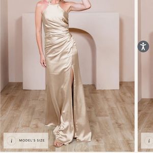 Revelry Bridesmaids halter gold champagne dress size 6- no alterations